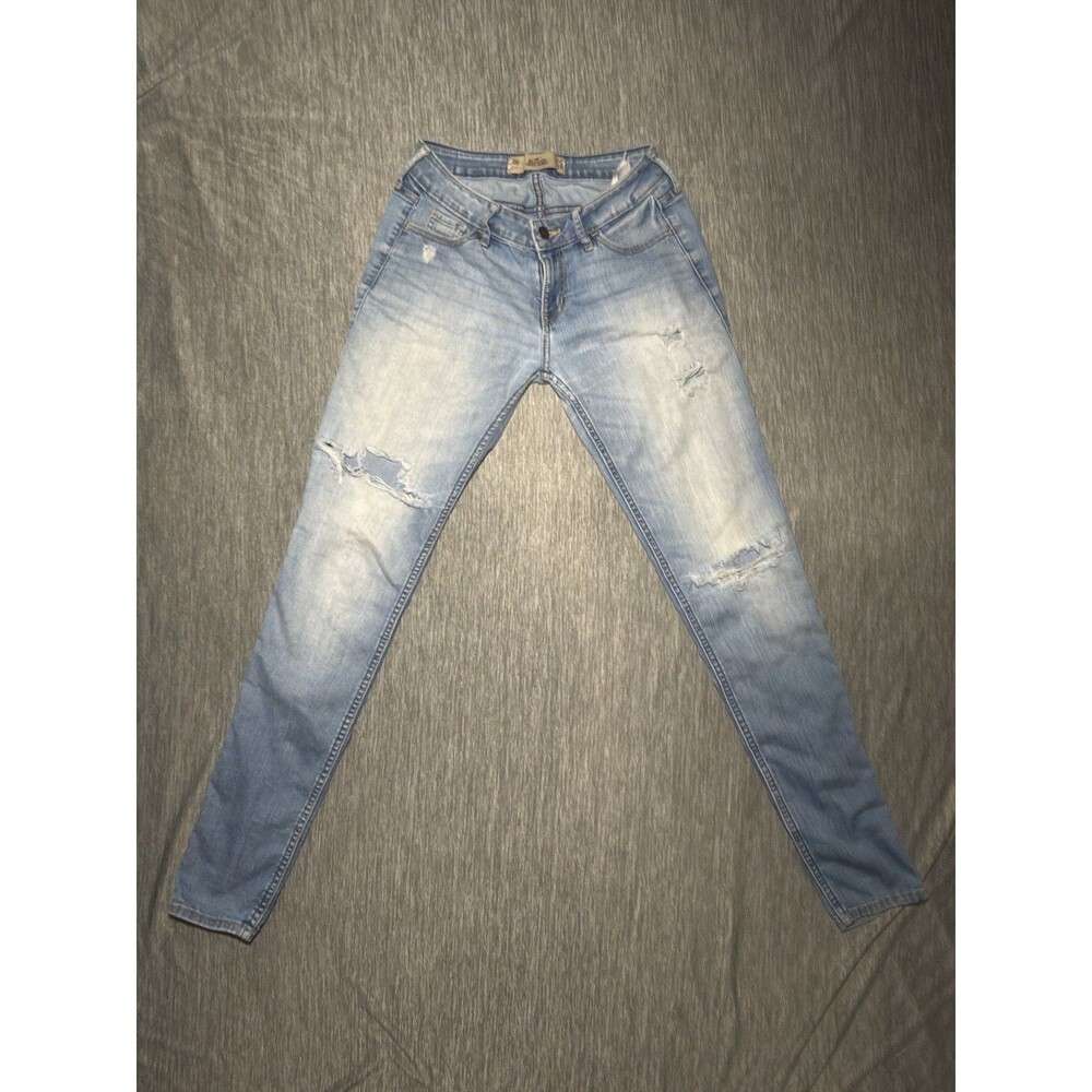 Hollister Super Skinny Stretch Low Rise Ripped Jeans 24x31 Y2K Style